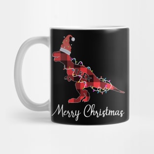 Santa T Rex Plaid Red Buffalo Dinosaur Christmas Pajamas Family Mug